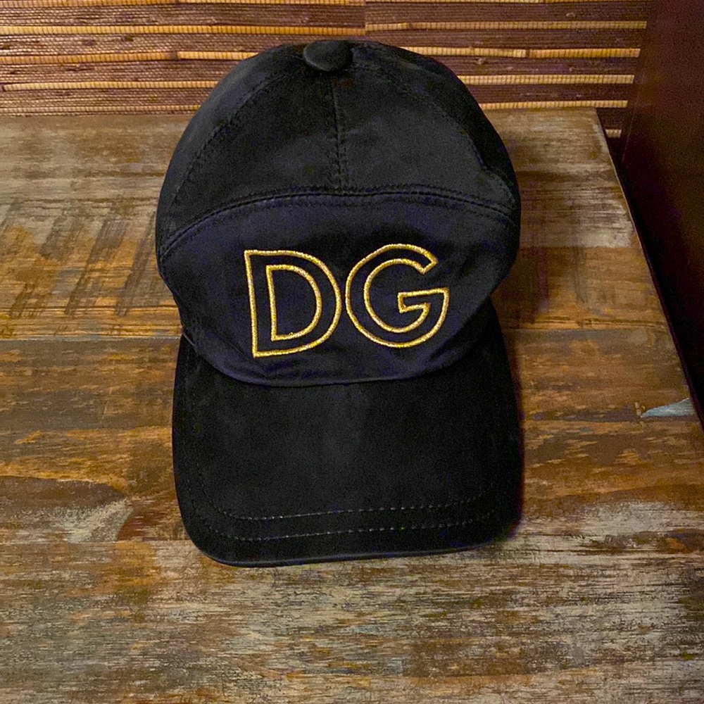 Dolce & Gabbana Black Hat with Gold Embroidery